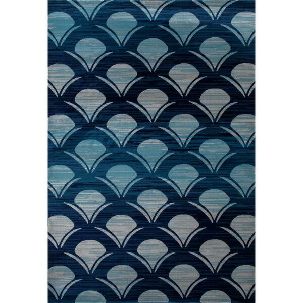 Art Carpet 4 X 6 Ft. Seaport Collection Waves Woven Area Rug, Navy 841864117490